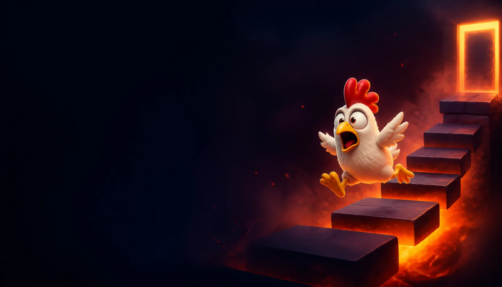 Hero banner for Chicken Road brand featuring logo colors and thematic elements on the right side, spacious left for text over
